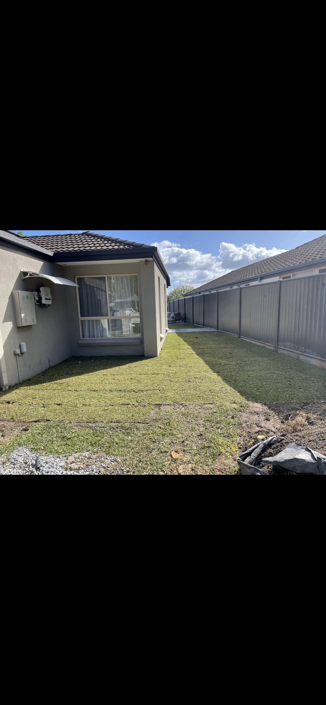 Side of house turf install